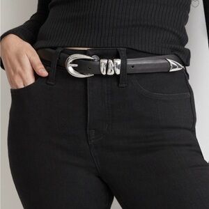 Madewell Black Belt with Silver Buckle
